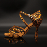 PU Latin Dance Shoes For Women Leopard Teaching Tango Salsa Shoes
