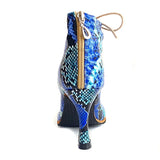 Bachata Latin Dance Shoes Blue Snake PU Pattern Upper High Heel Salsa Ballroom Dancing Shoes For Women