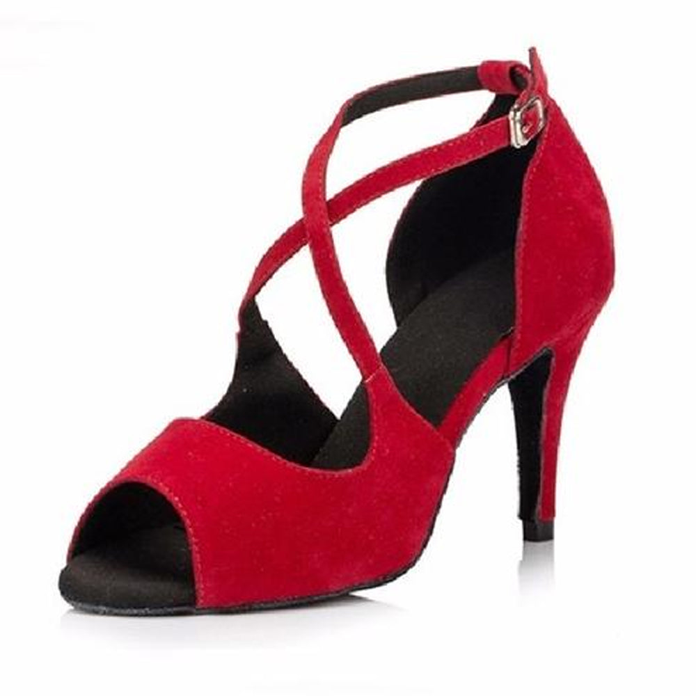 Zapatos de baile latino para mujer, Zapatos rojos de salsa