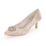 Women Bridal Wedding Shoes Satin Rhinestone Crystal Pumps Stiletto High Heel