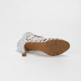 White Rhinestone Latin Ballroom Dance Boots Indoor Salsa Dance Shoes