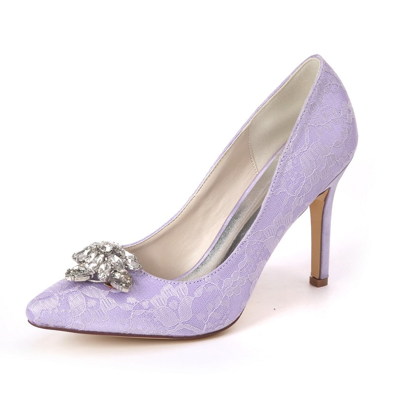 Lady Fashion Comfortable Pumps Women Party Wedding High Heel Shoes Purple White