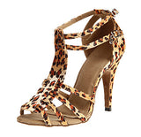 <transcy>Zapatos de baile latino de satén | Zapatos de baile de salón para fiestas de salsa | Leopardo Negro Morado | Danceshoesmart</transcy>