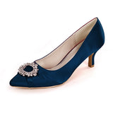 Women Bridal Wedding Shoes Satin Rhinestone Crystal Pumps Stiletto High Heel