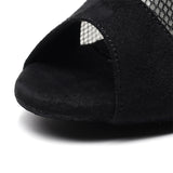 Soft Sole Dance Shoes Red Black Women High Heeled Tango Ballroom Dance Boots Girls Mesh Salsa Dancing Shoes