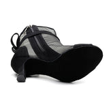 Soft Sole Dance Shoes Red Black Women High Heeled Tango Ballroom Dance Boots Girls Mesh Salsa Dancing Shoes