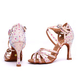 <transcy>Zapatos de baile de salsa para mujer | Zapatos de baile latino con diamantes de imitación | Zapatos de salón de color rosa | Danceshoesmart</transcy>