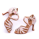 <transcy>Zapatos de baile de salsa para mujer | Zapatos de baile latino con diamantes de imitación | Zapatos de salón de color rosa | Danceshoesmart</transcy>