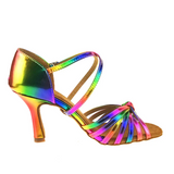 <transcy>Rainbow PU Обувь для латинских танцев | Женщины Девушки Обувь для бальных танцев сальса | Danceshoesmart</transcy>