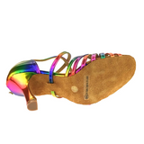 <transcy>Rainbow PU Обувь для латинских танцев | Женщины Девушки Обувь для бальных танцев сальса | Danceshoesmart</transcy>