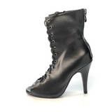 Black PU Latin Ballroom Salsa Dance Shoes Boots Customized Heel Open Toe Cut Out Bootie Boots