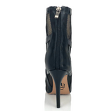 <transcy>Zapatos negros de baile latino para mujer, botas de salón de baile, Salsa, Tango, diseño cruzado, botines con cordones y botas de malla de rejilla</transcy>