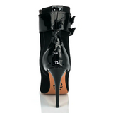 Black Latin Ballroom Dance Shoes Flock Salsa Dance Boots Open Toe Lace Up Bootie Stiletto Heel