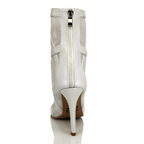 <transcy>Zapatos de baile latino blancos Botas Zapatos de salsa de salón Diseño cruzado Botines con cordones Malla de rejilla</transcy>