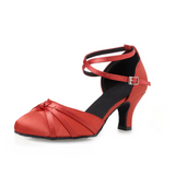 Modern Dance Shoes | Red Latin Shoes For Women | Satin Ballroom Dance Shoes | Danceshoesmart