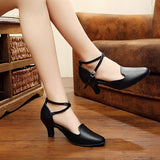 Girls Closed Toed Latin Ballroom Dance Shoes Black Women Soft Bottom Ballroom Ladies Bachata Salsa Modern Dancing Shoes