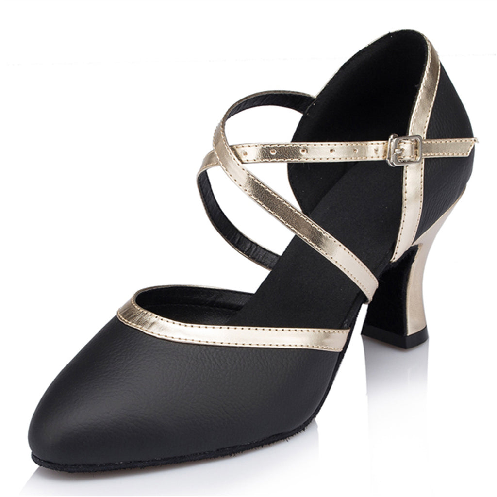 <transcy>Черные туфли для латинских танцев | Современные туфли для бальных танцев с перекрестными ремешками | Профессиональная танцевальная обувь | Danceshoesmart</transcy>