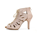 Social Ballroom Dance Ankle Boots Rhinestone Latin Salsa Tango Professional Dancing Shoes