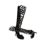 Women Dance Shoes Black Red Suede Rhinestone Dance Boots for Girls Soft Sole Salsa Dance Shoes for Wedding Sandals