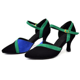 Dance Shoes Women Latin Flannel Ballroom Dancing Shoes For Women Brown Red Blue Salsa Pointed Modern Shoes Dance