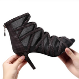 Women Mesh Dance Boots Customized Heel Latin Ballroom Salsa Dance Shoes Indoor