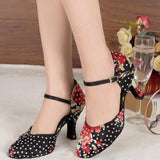 Satin Closed Toe Latin Ballroom Dance Shoes Rhinestone Modern Salsa Shoes Custom Heels