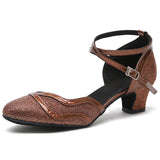Women Latin Dance Shoes Female Girl Ladies Tango Ballroom Sandal Salsa Samba Party Heeled 4.5-10CM