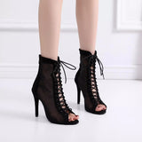 Salsa Jazz Ballroom Square Plus Size Latin Boots Dance Shoes for Women Dancing Girl Stylish High Heel Air Mesh