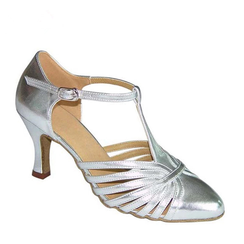 White Silver Modern Closed Pointed Toe Dance Shoes Suede Soft Sole Comfortable Latin Ballroom Salsa Tango Dancing Shoes