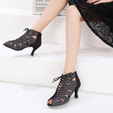Social Ballroom Dance Ankle Boots Rhinestone Latin Salsa Tango Professional Dancing Shoes