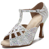 Rhinestone Pearl Dance Heels Tango Salsa Rumba Samba Latin Ballroom Dance Shoes Soft Sole Women Sandals