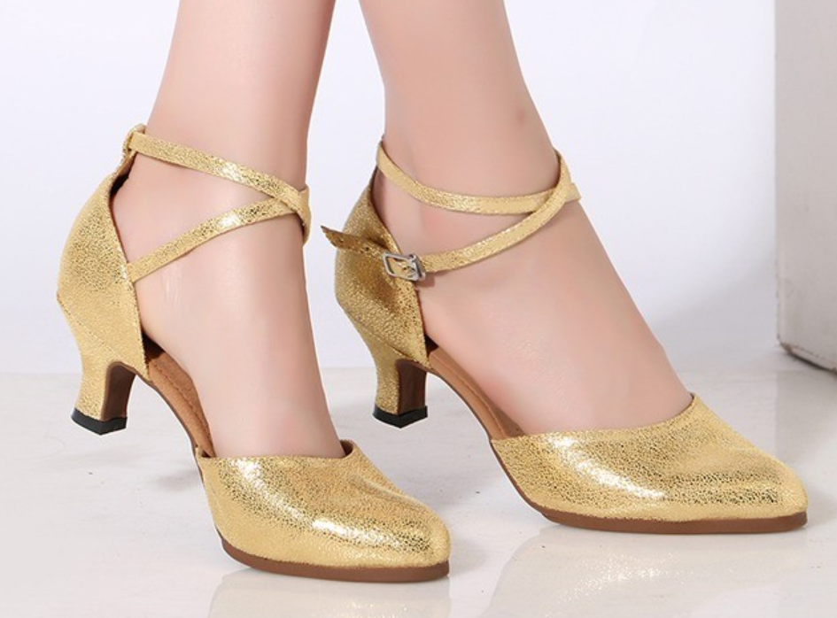 Women Modern Dance Shoes Silver Gold Latin Ballroom Salsa Shoes