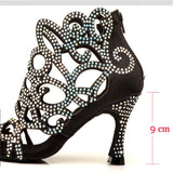 Women Shoes for Dancing Latin Heeled Shoes Woman Rhinestone Sexy High Heels Sandal for Wedding Party Girls' Shoes Boots