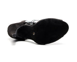 Women Dance Shoes Black Red Suede Rhinestone Dance Boots for Girls Soft Sole Salsa Dance Shoes for Wedding Sandals