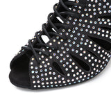 Social Ballroom Dance Ankle Boots Rhinestone Latin Salsa Tango Professional Dancing Shoes