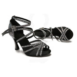 New Latin Dancing Shoes For Women Rumba Samba Ballroom Party Ladies Dance Hight Heels Soft Sole Black Women Sandals
