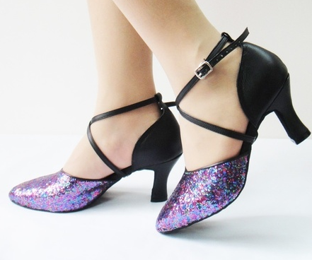 Customized Latin Dance Shoes | Glitter Shiny Ballroom Dance Shoes | Suede Sole | Danceshoesmart