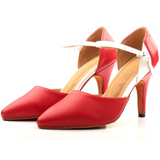Latin Dance Pointe Shoes Closed For Women Genuine Leather Salsa Ballroom Dancing Shoes Red Black Modern Dance Shoes