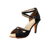 Flocking Black Dance Shoes For Women Ladies Soft Sole Latin Ballrom Salsa Dancing Shoes