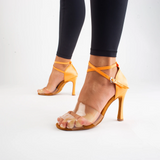 Brown Transparent Color Latin Ballroom Salsa Dance Shoes For Women Adjustable Ankle Straps Dancing Shoes