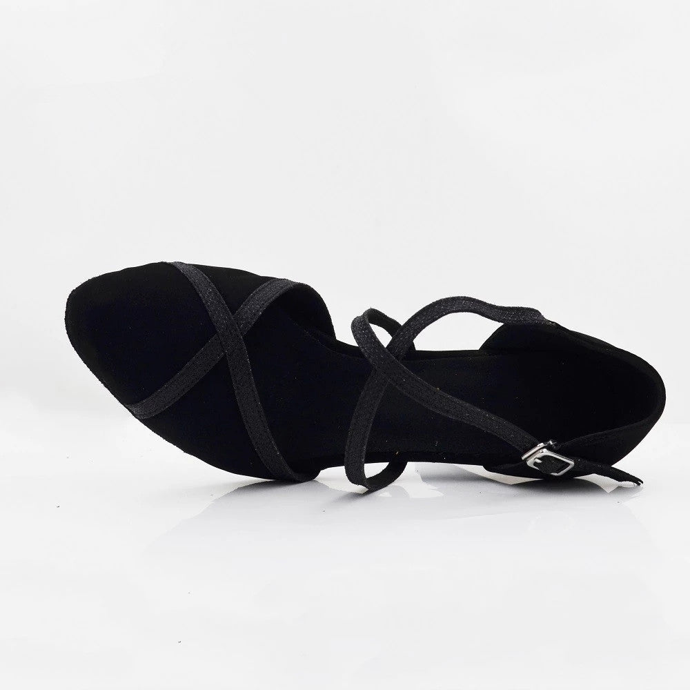 Modern Dance Shoes High Heel 8.5cm Flock Ballroom Waltz Tango Shoes Closed Toe Latin Salsa Ballroom Shoes