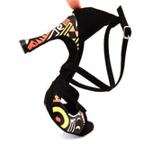 Latin Dance Shoes For Women Black African Print Salsa Ballroom Dance Sandals