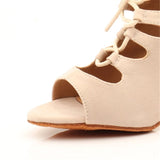 Beige Suede Dance Shoes Boots Women Latin Dance Shoes Girls Salsa Ballroom Performance Dance Shoes