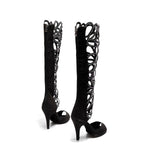 Women Dance Shoes Black Red Suede Rhinestone Dance Boots for Girls Soft Sole Salsa Dance Shoes for Wedding Sandals