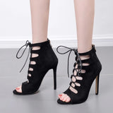 Social Ballroom Dance Boots Lady Latin Salsa Tango Professional Dancing Shoes Lace Up Sandals Soft Suede Sole