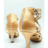 Salsa Latin Dance Shoes Women ChaCha Rhinestone Ballroom Dancing Shoes Customizable
