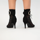 Black Boots Women Latin Salsa Ballroom Dancing Shoes Booties