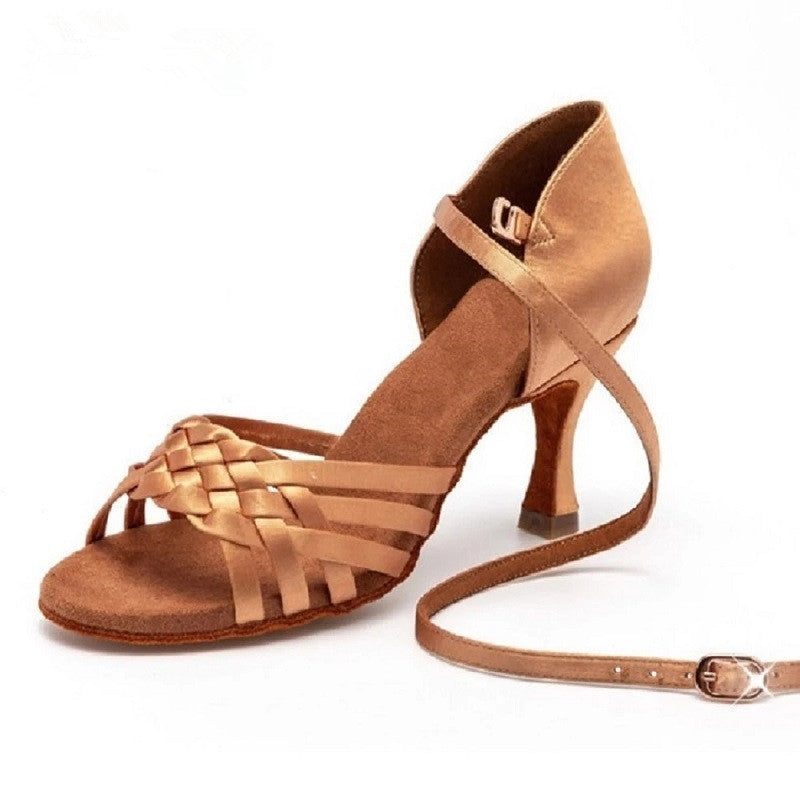 <transcy>Женская обувь для бальных латинских танцев сальса Сандалии ручной работы с мягкой замшевой подошвой</transcy>