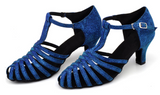Flash Cloth Ballroom Party Salsa Dancing Shoes Green Blue Tango Latin Dance Shoes Women