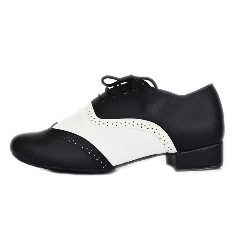Men's Black White PU Modern Dance Shoes New Adult Indoor Soft Outsole Ballroom Dancing Shoes